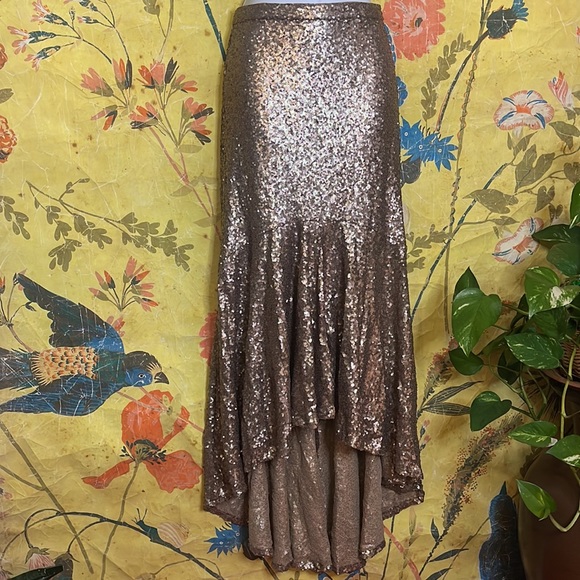 BHLDN Jenny Yoo Cosmos Gold Sequin Skirt Size 0 - Picture 5 of 8